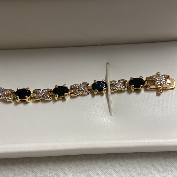 Jewelry Deep Blue Sapphire And Gold Pltd Xo Bracelet Alternating